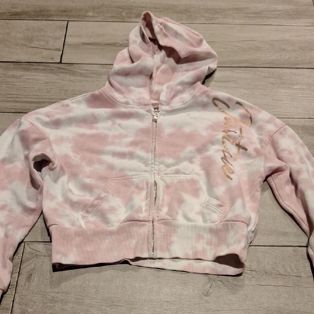 🍋‍🟩 Justice Pink And White Tie Dye Sweatshirt🍍